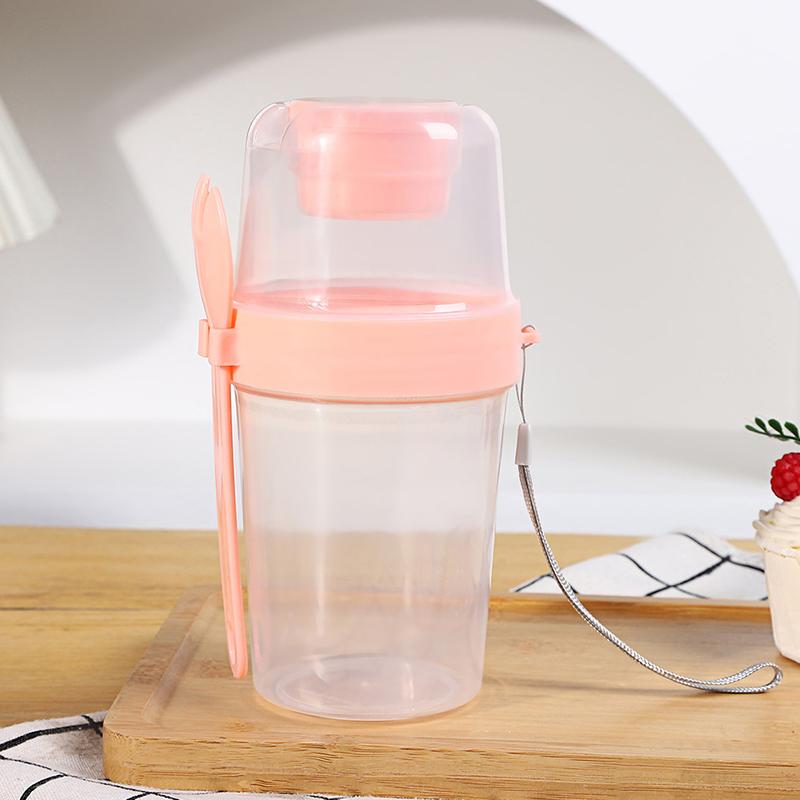 Портативная чашка для салата, двойная чашка для овсянки, йогурта, орехов, овощей с пониженным содержанием жира, фруктов, чашка с крышкой, ложка, чашка для завтрака, ланч-бокс