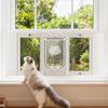 Cat Door for Window, Adjustable to Fit Window Width 787-914 mm, 4 Secure Lock Modes, Aluminum Frame and High-Transparency Glass, Magnetic Closure,