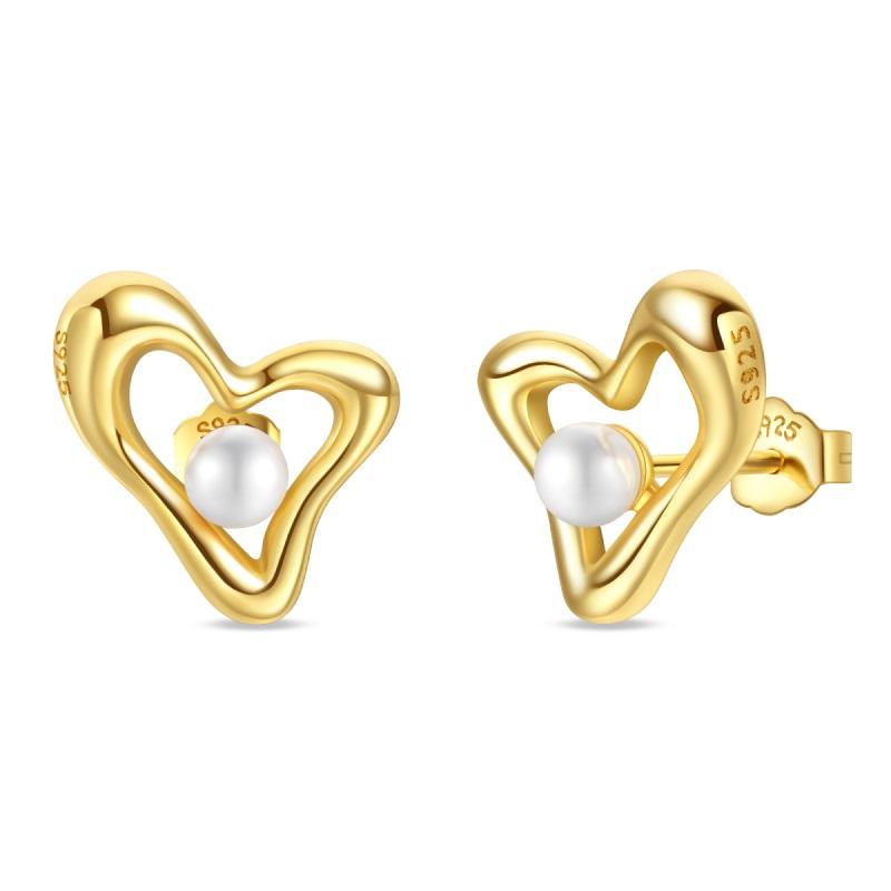 New 925 Silver Pink Heart Shape Women Earrings Brilliant Wedding Engagement Star Earrings Jewelry Gift