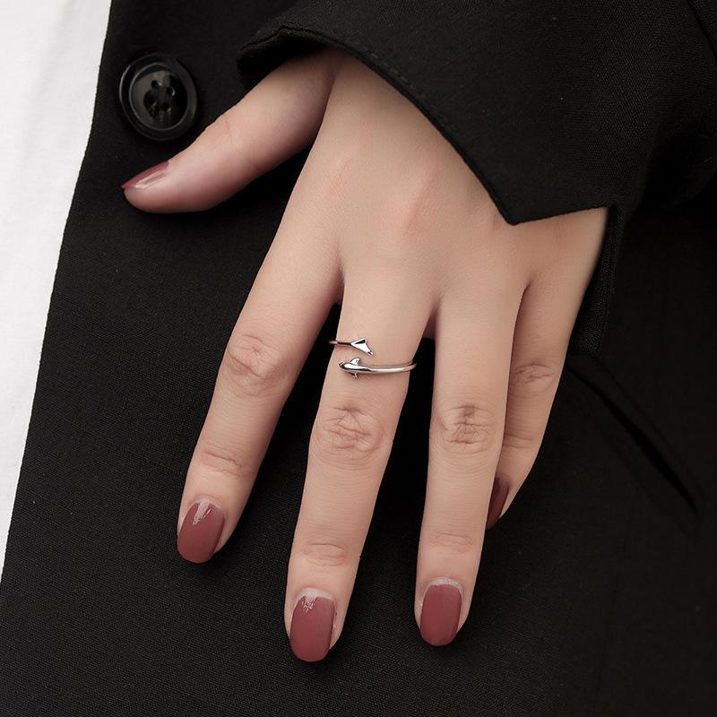 Beixi S925 Sterling Silver Dolphin Open Ring - Trendy Women's Index Finger Jewelry 2025