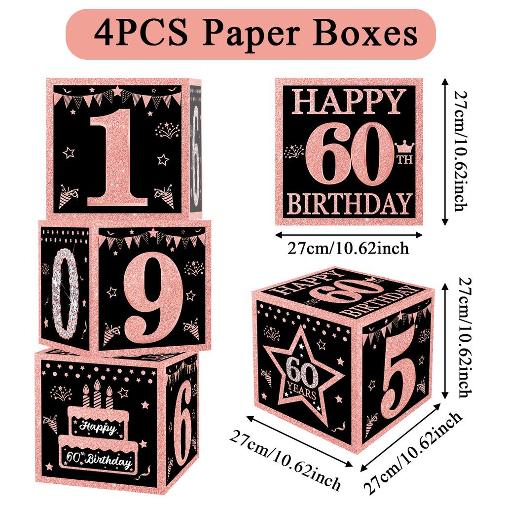 Black Pink Birthday Box 16 21 30 40 50 Year Birthday Party Decor Kids 30th 50th 60th Birthday Party Supplies Favors Anniversary