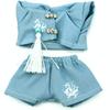 Plush Toy Clothes 10cm 15cm Chinese Style Set Shirt and Pants Blue G.triGer [Used]