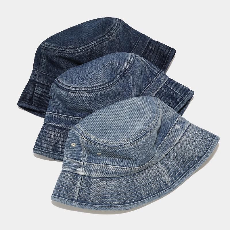 Vintage Denim Bucket Hat Women Sun Protection Foldable Sun Hat For Summer Beach