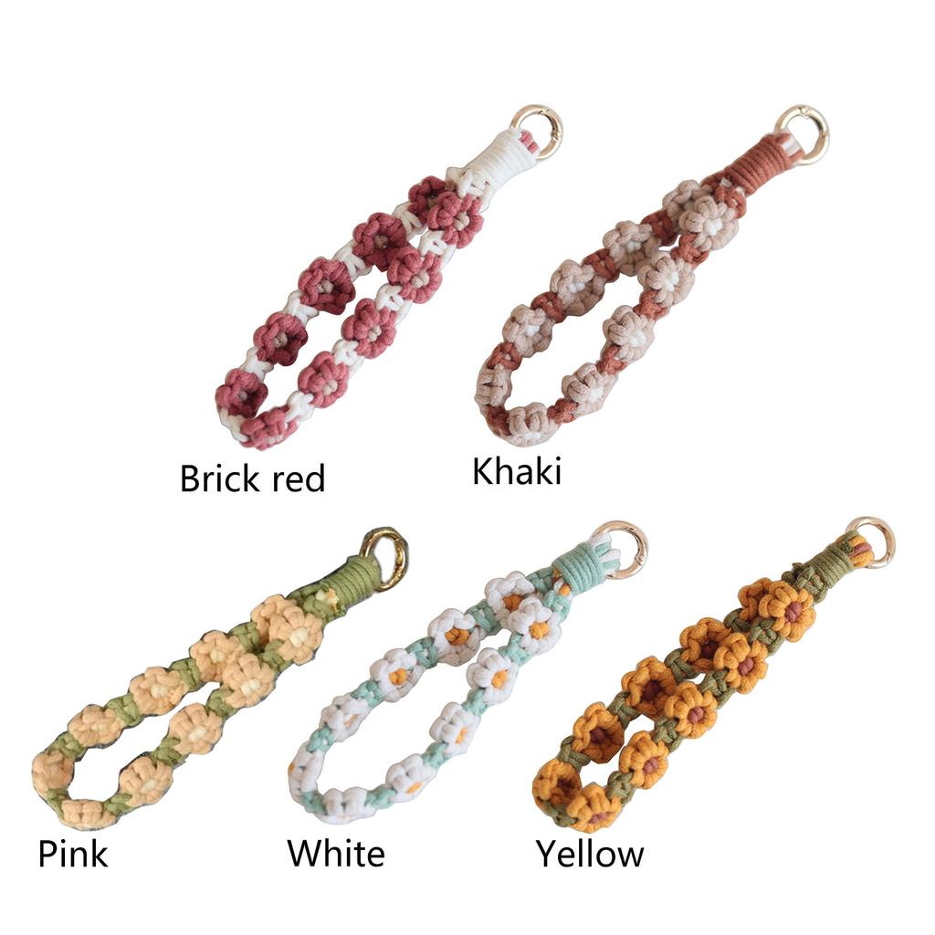 Makramowa bransoletka na nadgarstek z kwiatem, brelok do kluczy, pasek, smycz na nadgarstek, bransoletka, breloczek, prezenty wielkanocne, łańcuszek do kluczy, dekoracje na imprezę