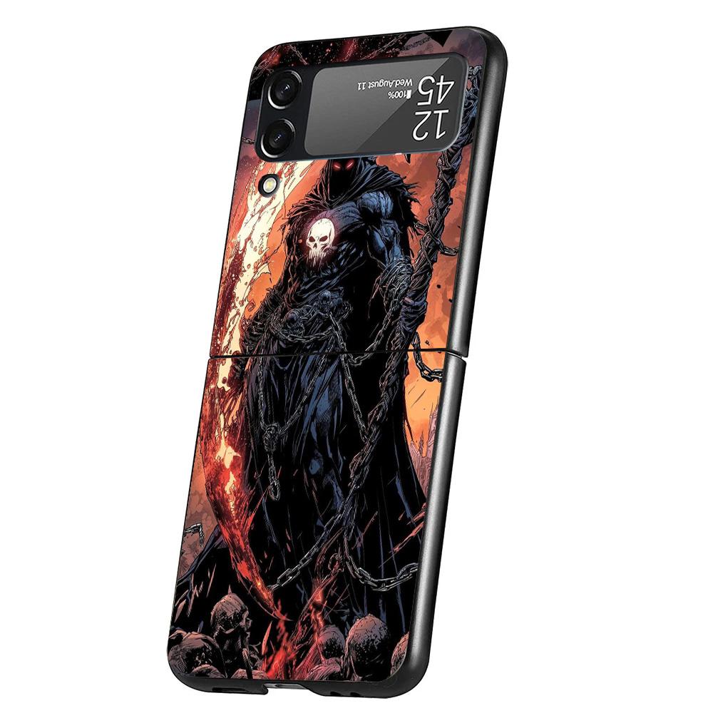 Death Grim Reaper Skull Scythe Cover Phone Case For Samsung Galaxy Z Flip 7 6 5 4 3 5G Flip7 Flip6 Flip5 Flip4 Flip3 Black Funda
