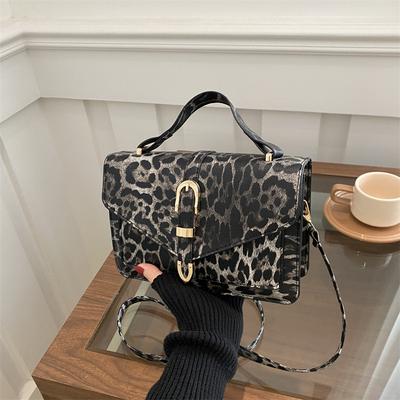 Leopard Print Bag Women's Bag 2025 New Trendy Fashion Versatile Shoulder Bag Messenger Bag Retro Design Small Square Bag