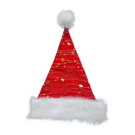 

Шапка Санты Золотая Звезда Красная Рождественская Шапка с Белым Пушистым Помпоном Пушистая Рождественская Шапка для Праздничных Посиделок Рождественская Новогодняя Вечеринка