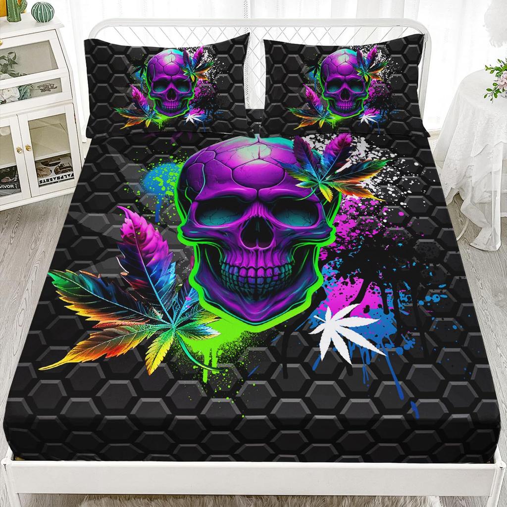 Butterfly Skull Personalized Pattern Mattress Three-Piece Digital Printing Bedding Set Children Adult