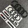 a2 Q7 4Ring logo ABS Black Car Hood Front Grill Emblem Rear Trunk Badge Sticker Q7 Mark Quarrto Sline Emblem For Q7 2016-2023
