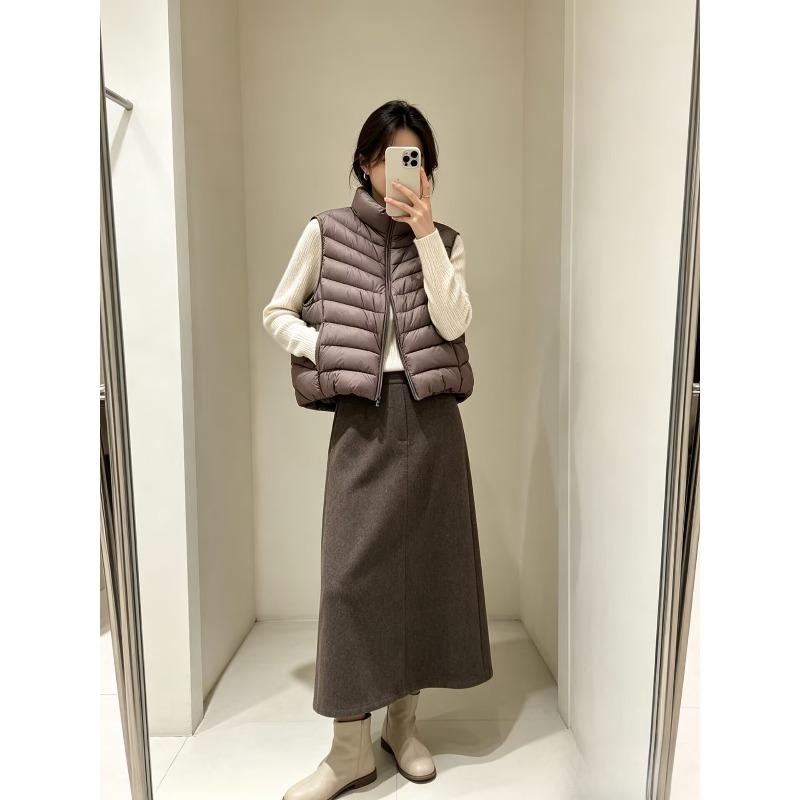 Korean stand-up collar ribs down vest women, winter new loose vest simple women's sleeveless top