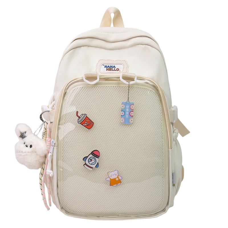 Japanese ins solid color junior high school student schoolbag female high school student transparent pain bag backpack Korean version trendy backpack