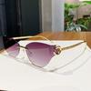 Luxury Brand Fashion Sexy Cat Eye Sunglasses Rimless Women Men Designer Sun Glasses Gradient Shades Uv400 Oculo Eyewear