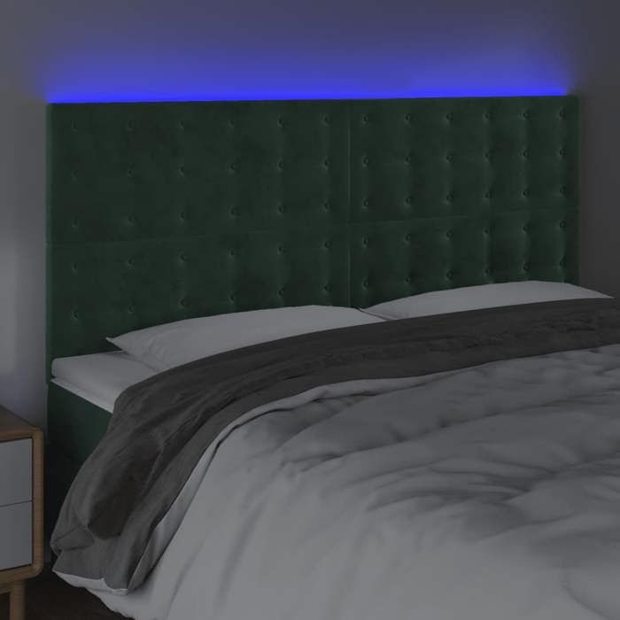 VidaXL LED Headboard Bedroom Furniture Double Bed Accessory Head of Bed Frame Interior Dark Green 3122921