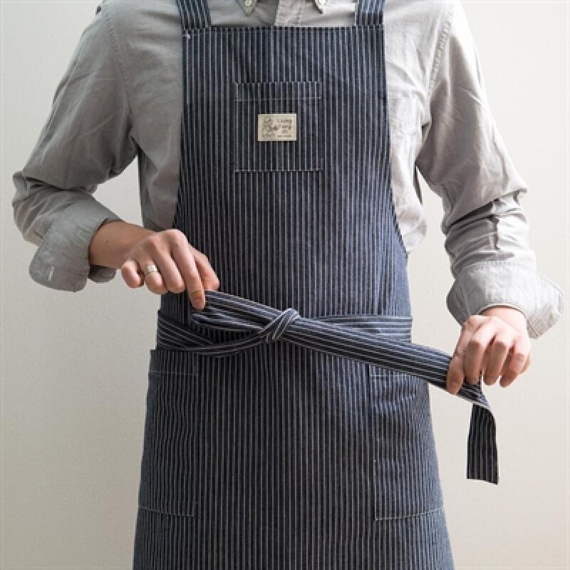 Denim striped apron