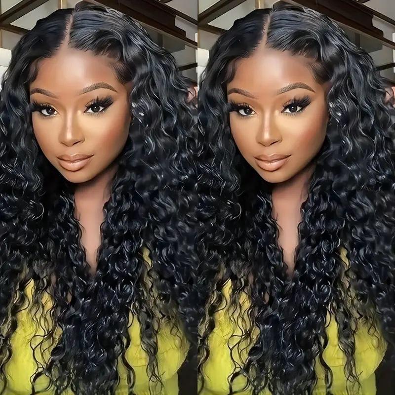 Fashion front lace 13*4 chemical fiber headgear African hot selling small coiled tube long curly wig