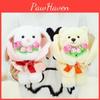 Themed Floral Rose Rabbit Stuffed Toy With Soft Short Fur For Gift Romantic