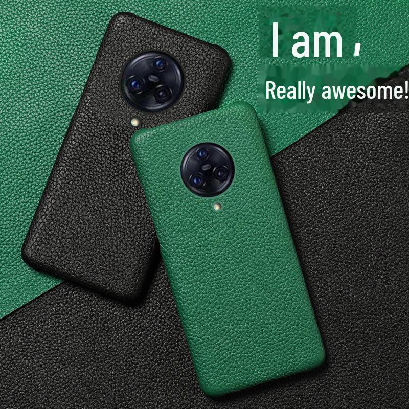 Vivo Nex3 Genuine Leather Half-Cover Protective Case with Litchi Pattern