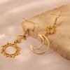 1 Pair Fashion Retro Hollow Earrings Bohemian Style Alloy Sun Moon Earrings Ethnic Asymmetric Design Drop Earrings for Women