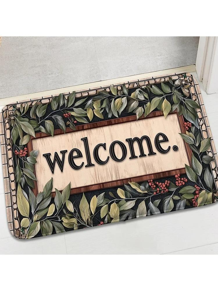 Visuelle 3D-rutschfeste Fußmatte Eingangsbereich Willkommen Rutschfeste Matte Vintage Steinstruktur Teppich Perfekt für Haus- und Partydekorationen