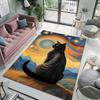 Multiple sizes Black cat in starry sky Print Carpet Rug for Living Room Bedroom Sofa Doormat Home Decor Non-slip Floor Mat