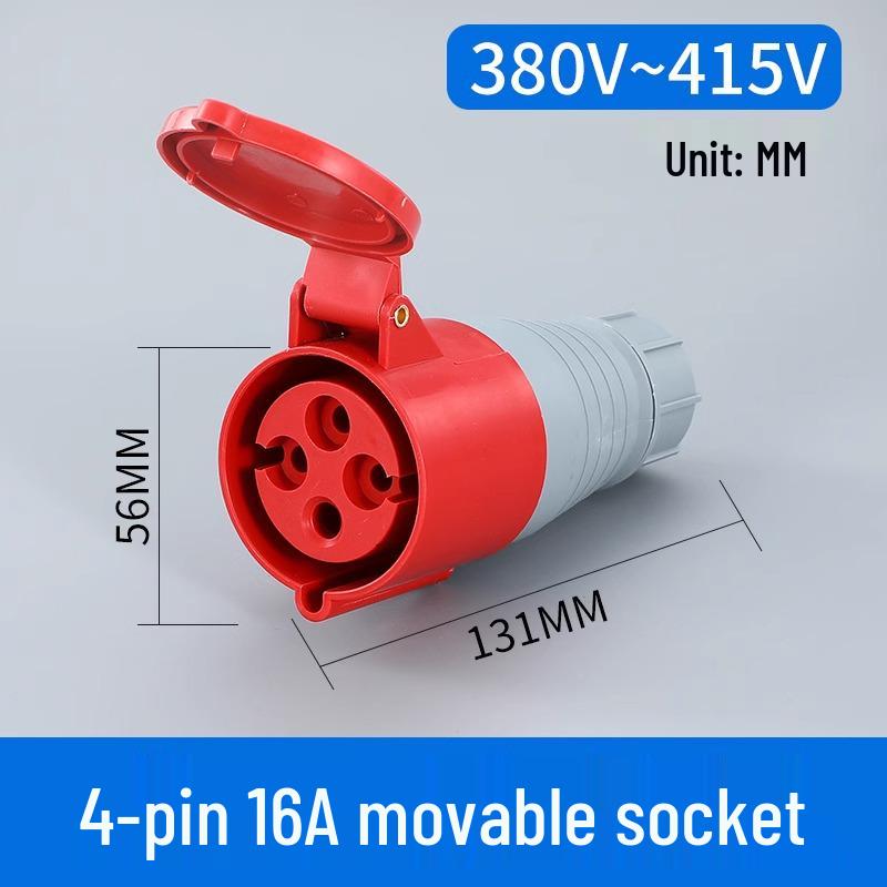 Waterproof 3-Pin 5-Hole Industrial Socket Connector (16A/32A) - Male-Female Mating, Non-Explosion-Proof.