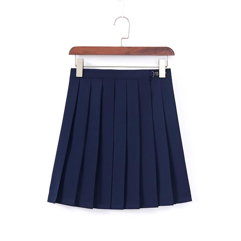 

Navy Collar White Japanese School-Style Sailor Suit JK Uniform Skirt Set XS