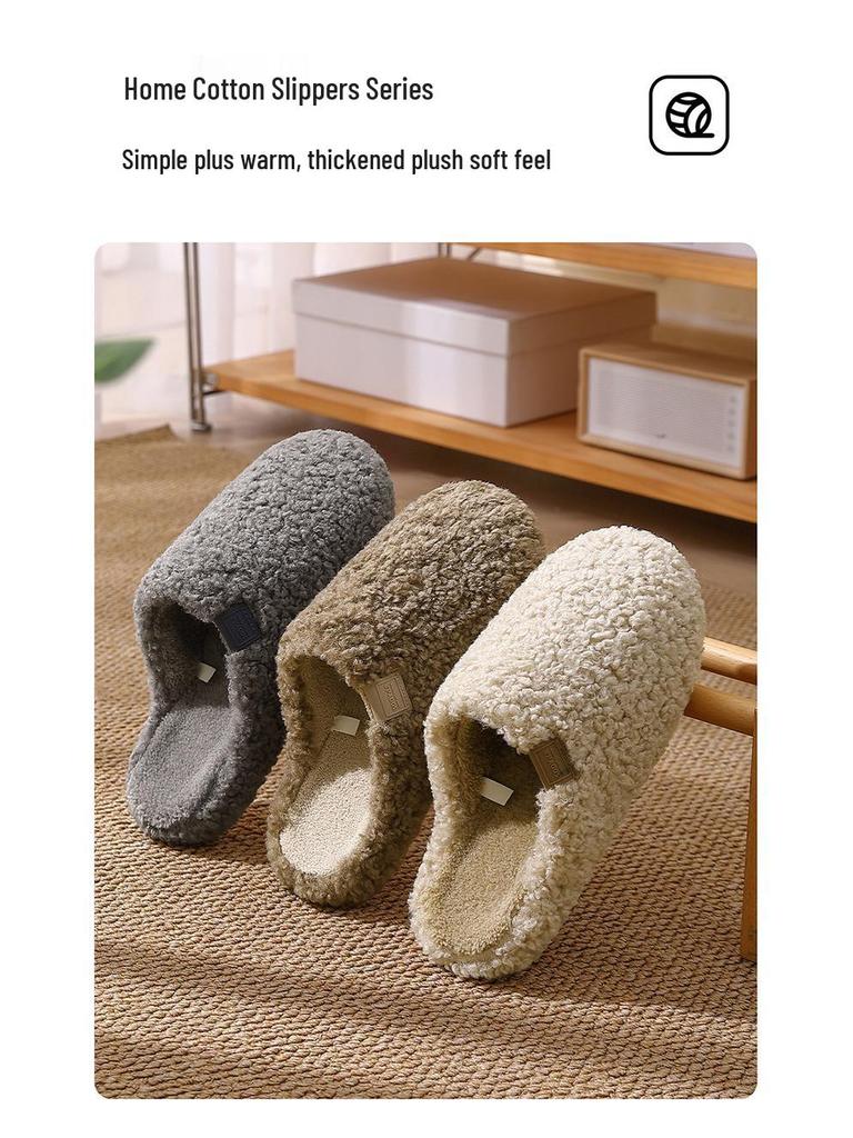 Women's & Men's Non-slip Breathable Cotton Fur Slippers for Winter & Autumn