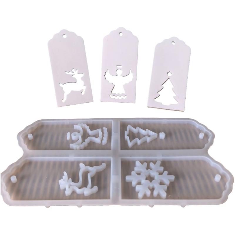 

Christmas Ornament Resin Mold Pendant Mold Bookmarks Resin Mold with Hole for Epoxy Resin Casting Keychains Jewelry Mold 1