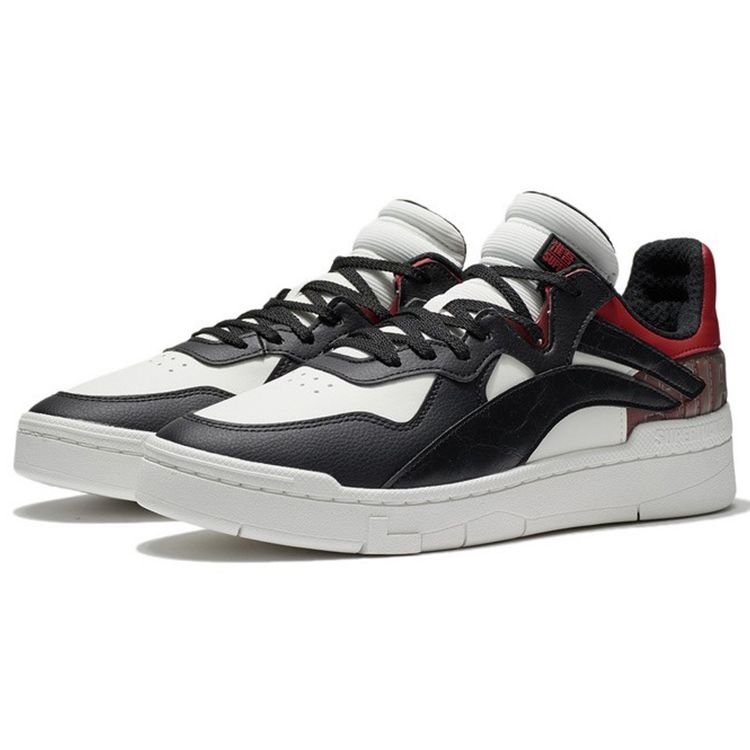 Li Ning Superwave Lo Slip Resistant Durable Low Top Skate Shoes Men Sneakers Black White Red AGCS007-3