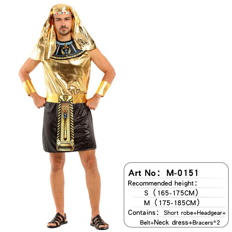 Krawattengefärbte Kleidung für erwachsene Männer und Frauen mit ägyptischem Pharaonenmuster, exotisches, übertriebenes Design, Cosplay-Requisite