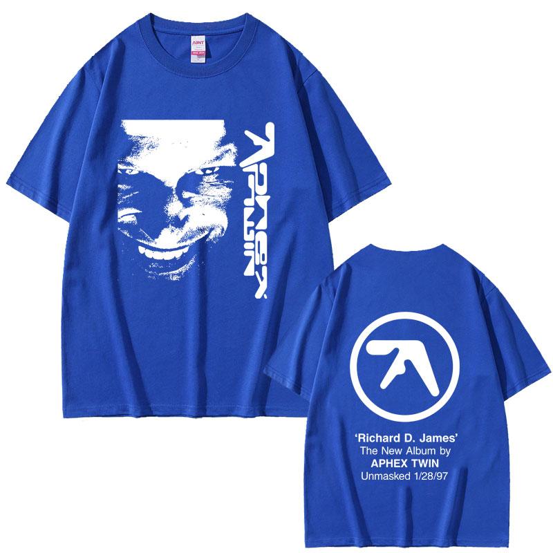 T-shirt Grafica Viso Aphex Twin Stampa Album Richard D James T-shirt Unisex Moda Donna Magliette a Manica Corta Pop Elettronico