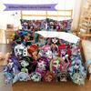 Ropa de cama con estampado Monster High Juego de colcha Funda de colcha Funda de almohada Decoración del hogar Regalo de cumpleaños (1 * funda nórdica + 2 * fundas de almohada, sin núcleo)