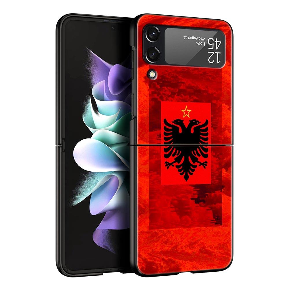 Albania Flag Phone Case for Samsung Galaxy Z Flip 3 4 5 Folding Mobile Black Shell For Samsung Z Flip3 Flip4 Flip5 PC Hard Cover