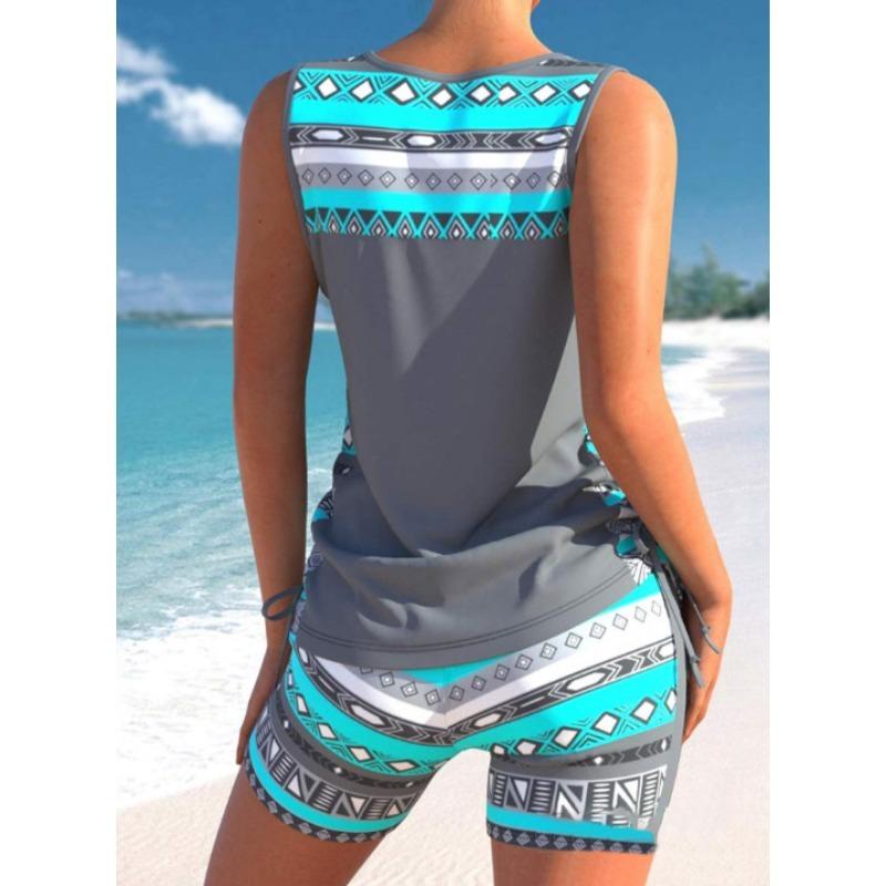 Damski strój kąpielowy dwuczęściowy z rozcięciem, strój kąpielowy z wysokim stanem