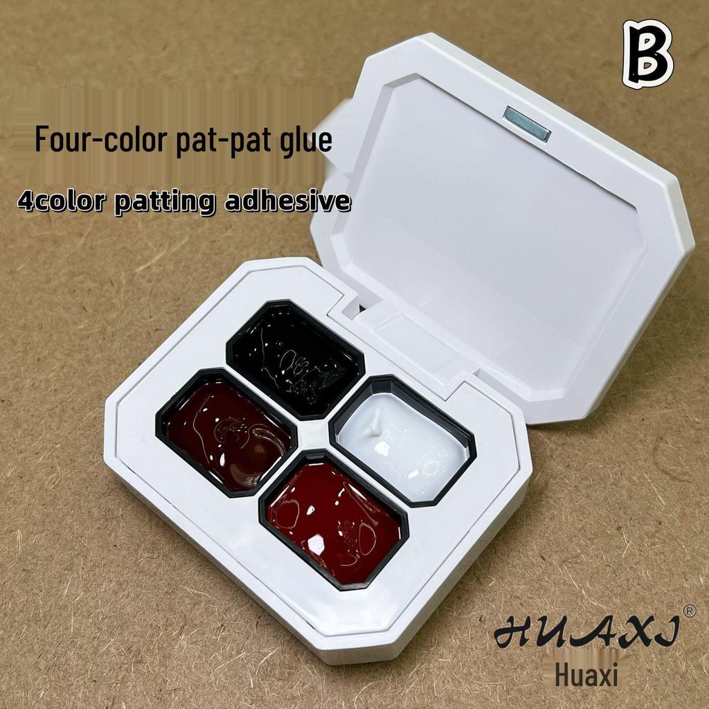 2025 Gel Nail Art: 4 Colors - Gradient Blush, Black, White, Red with Fine Glitter & Iridescent Platinum. High Saturation Painting Gel.