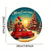Vintage Christmas Metal Round Wall Sign Rustic Iron Holiday Decor Man Cave Garage Art Durable Weather Resistant