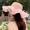 Elegant Sun Hat For Women Paper Straw Breathable And Foldable Lace Bowknot Wide Brims Panama Hat for Camping Travel