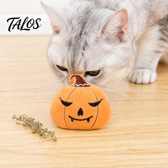 Plush Cat Toys Durable Halloween Pumpkin Catnip Toy for Cats, Bat Ghost Spider Kicker with Long Lasting Bell, Chewing Play Kittens, Stress Relief