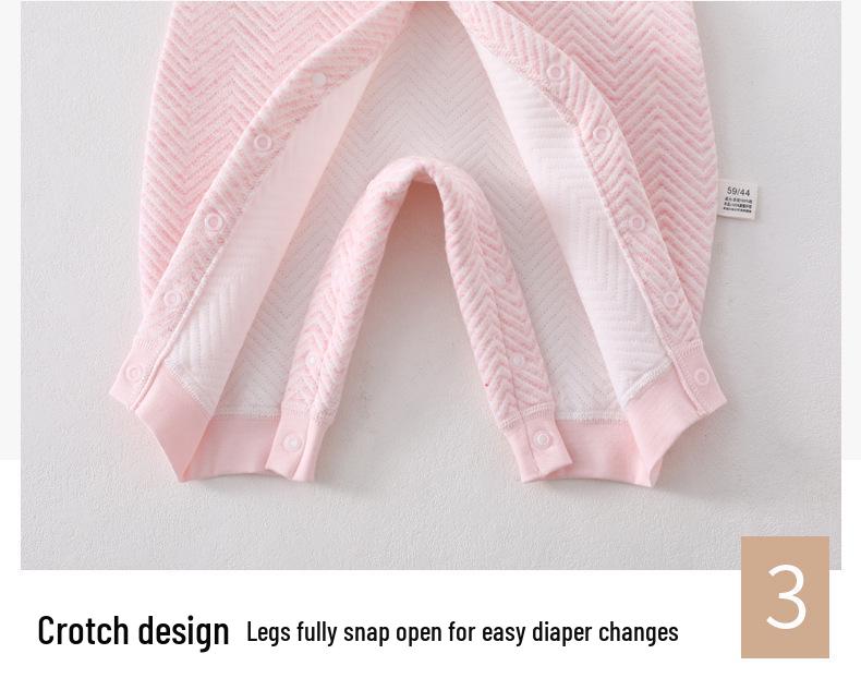 Three-Layer Quilted Baby Romper: Thickened Autumn/Winter Crawling Suit for Newborns, Boys, and Girls.