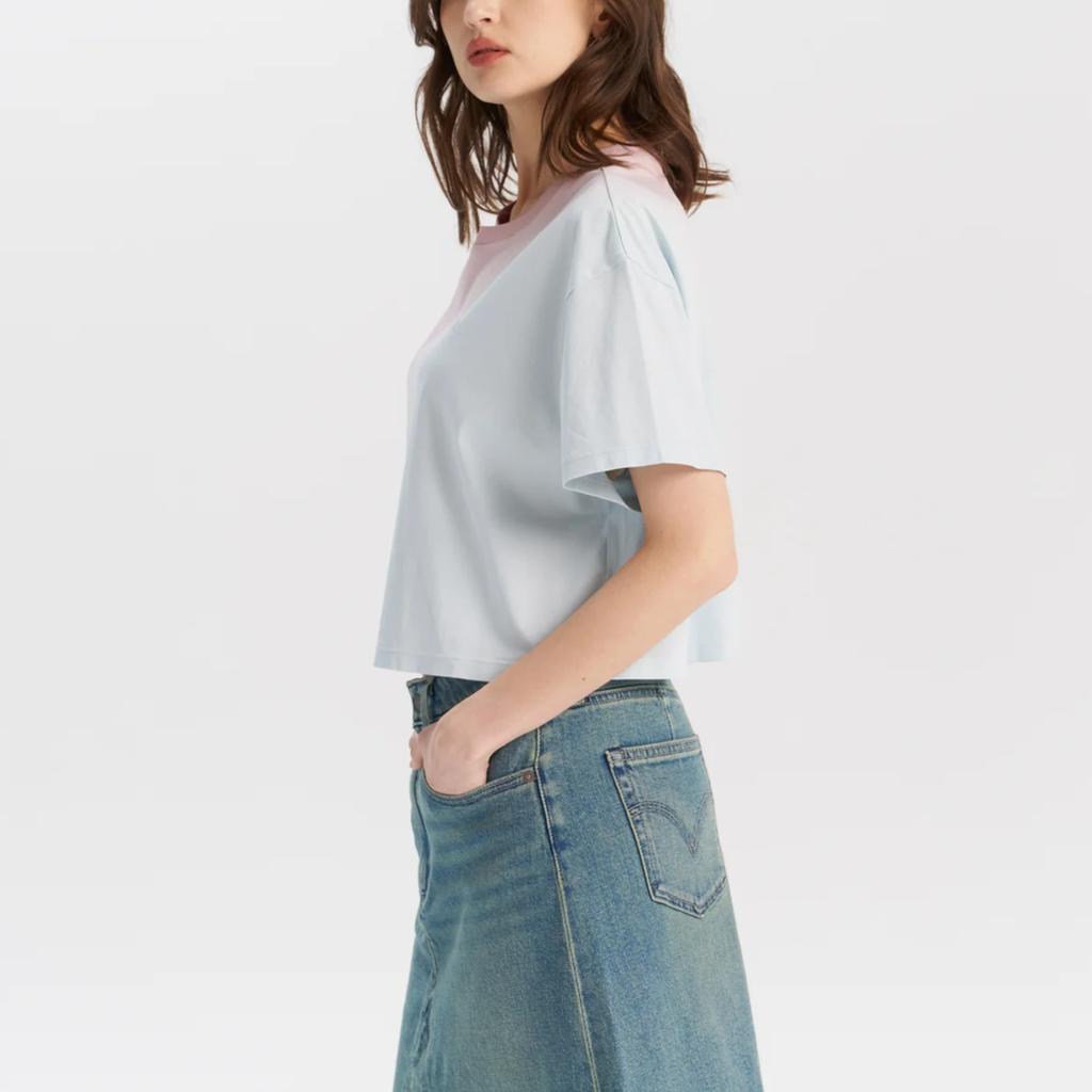 Levis Comfortable Gradient Embroidered Logo Short Sleeve T-Shirt Women T-Shirts 002YS-0001