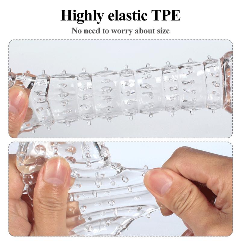 Opakovaně použitelné kondomy Extend Crystal Transparent Penis Sleeve G bodové stimulace