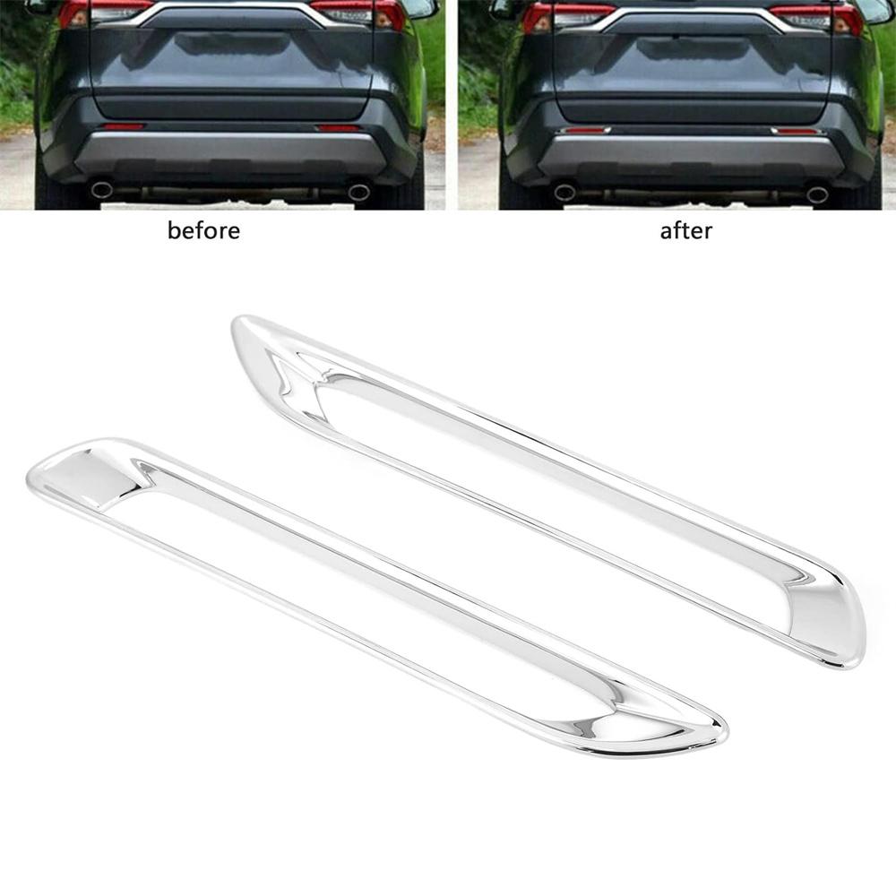 2Pcs Rear Foglights Lamp Cover Frame Plastic Trim For Toyota New RAV4 2019-2023