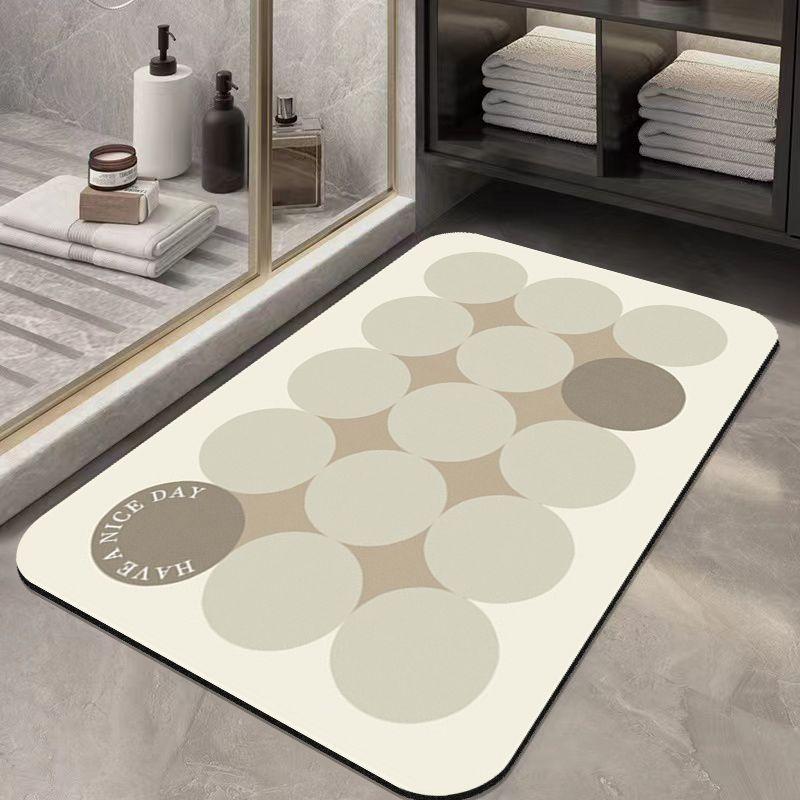 Simple Flower Diatom Mud Floor Mat Toilet Non-Slip Floor Mat Bathroom Water-Absorbing Quick-Drying Floor Mat Household Toilet Floor Mat