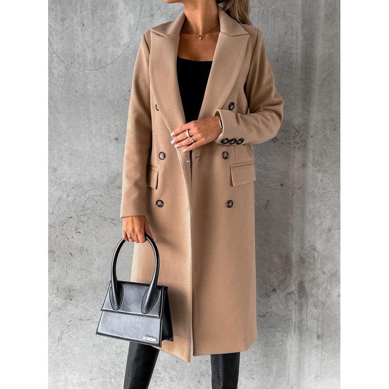 

Double-Breasted Woolen Coat - Style P 65487 M хаки