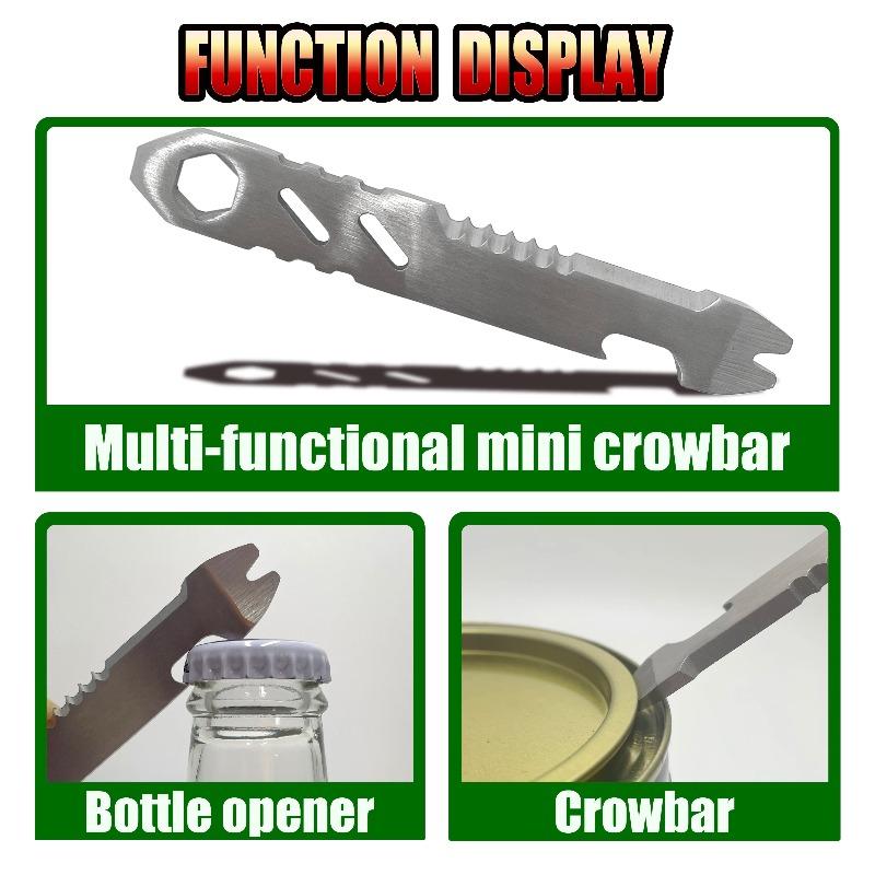 Mini Edelstahl Brecheisen, Multifunktions Inbusschlüssel, Flaschenöffner, tragbares Outdoor Camping Edc Werkzeug