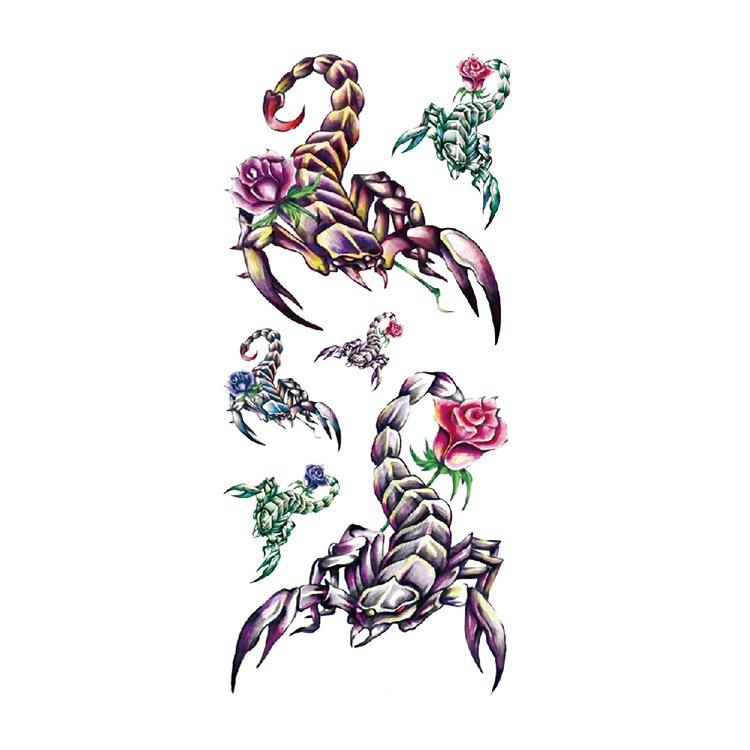 Scar Snake Spider Scorpion Animal Water Transfer Waterproof Tattoo Sticker Sample Spoofing Horror Set