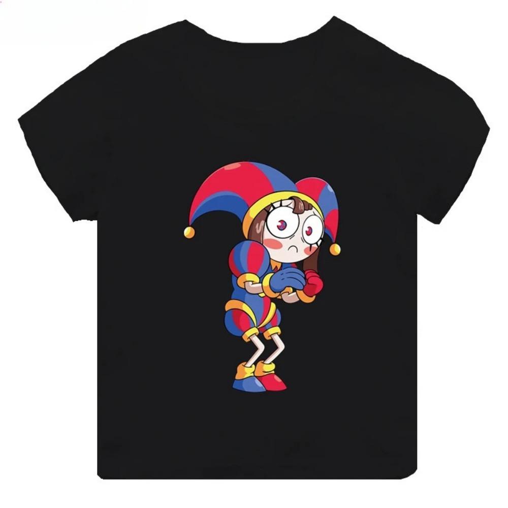 Hochwertige lässige Baumwoll-T-Shirts für Jungen und Mädchen, süße kurzärmelige neue digitale Zirkus-Print-T-Shirts für Mädchen, Kinderoberteile