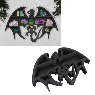 Crystal Display Shelf Dragon Design 13.8in Long 9.4in High Strong Wood Stone Shelf Display for Bedroom Office Table