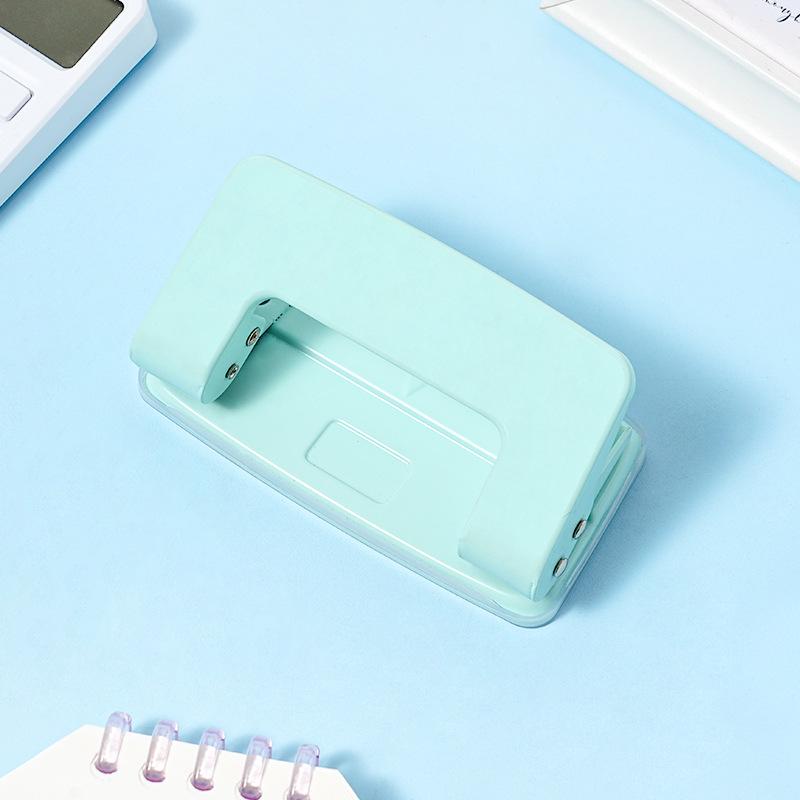 The Portable Manual Macaron-colored Double-hole Punch Is Used for Essential Office Binding Supplies