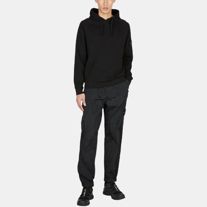 Stone Island Logo Patch Hoodie Black Men Tops 781562160-V0029